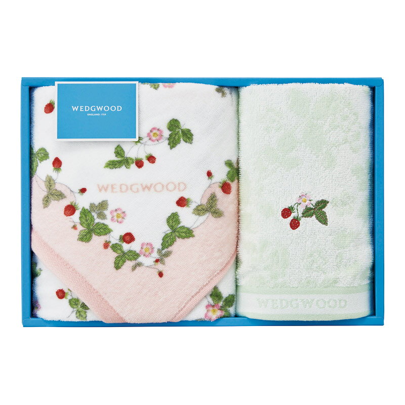 【最大2000円オフクーポン23日1:59迄】春の贈り物便り フェイスタオル&ウォッシュタオル ウェッジウッド ピンク フェイスタオル:34×75cm、ウォッシュタオル:34×35cm 0.3kg 綿100%