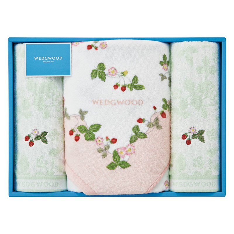 【最大2000円オフクーポン23日1:59迄】春の贈り物便り バスタオル&フェイスタオル2P ウェッジウッド ピンク バスタオル:60×120cm、フェイスタオル:34×75cm 0.7kg 綿100%