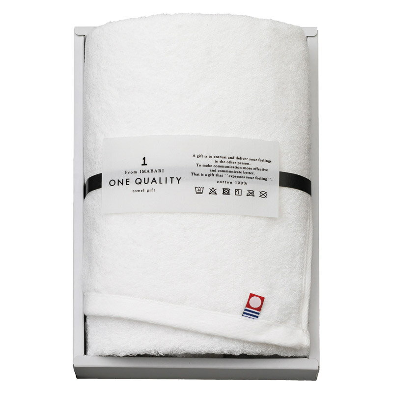 伝えたい大切な気持ちを、こだわりの今治タオル“ONE QUALITY”に込めて。お祝いや感謝の思い、ご挨拶など、気持ちを託すのにぴったりなタオル。綿の単糸を今治の技でふわっと織り上げたクオリティ溢れる逸品は、心がしっかりと伝わり、どなたにも喜ばれます。■サイズ/フェイスタオル:34×80cm ■材質/綿100% ■箱サイズ/24×16×3.5cm ■原産国/日本 ■機能・特徴/(1)日本製(2)今治マーク（第2022-1490号・第2025-2054号）伝えたい大切な気持ちを、こだわりの今治タオル“ONE QUALITY”に込めて。お祝いや感謝の思い、ご挨拶など、気持ちを託すのにぴったりなタオル。綿の単糸を今治の技でふわっと織り上げたクオリティ溢れる逸品は、心がしっかりと伝わり、どなたにも喜ばれます。■サイズ/フェイスタオル:34×80cm ■材質/綿100% ■箱サイズ/24×16×3.5cm ■原産国/日本 ■機能・特徴/(1)日本製(2)今治マーク（第2022-1490号・第2025-2054号）