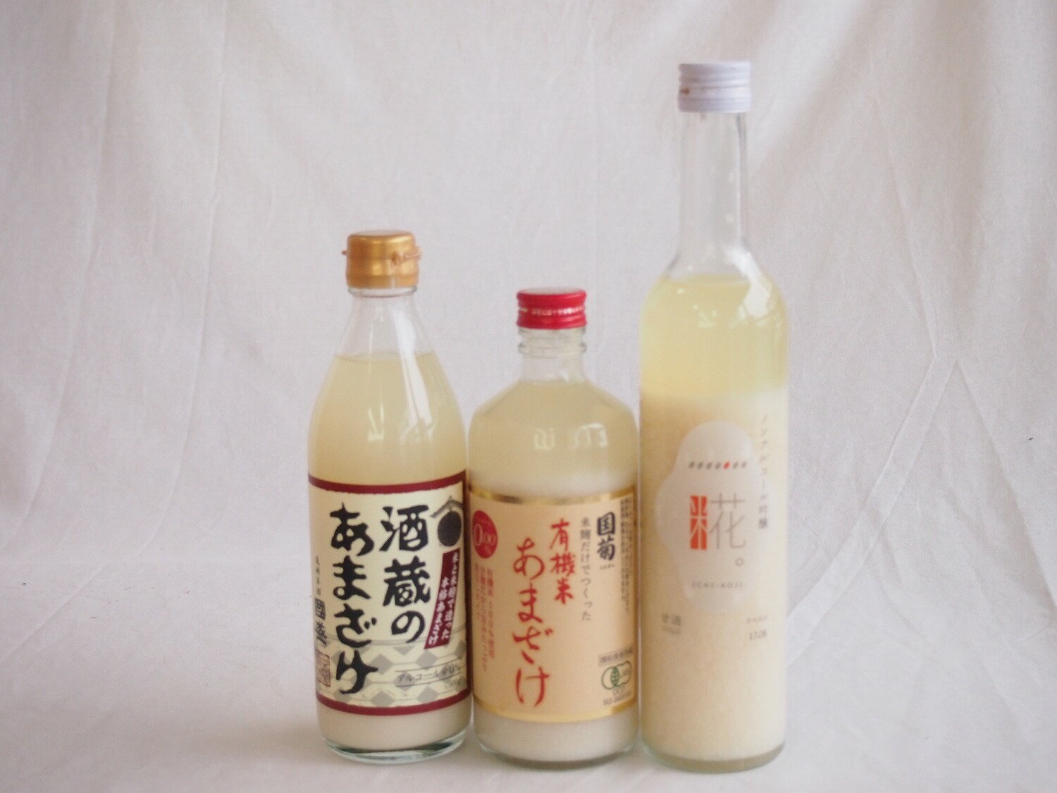 セレクト甘酒3本セット(国盛（愛知県）500ml 国菊(福岡県)有機米あまざけ500ml 一糀吟醸(愛知県あまざけ500ml)