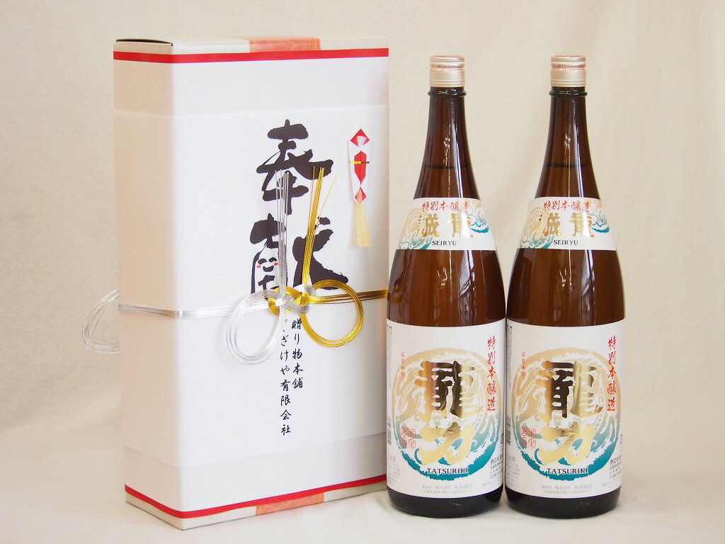 地鎮祭用奉献酒 兵庫県日本酒2本セット 本田酒造 龍力特別本醸造1800ml 2本 デザイン書道家 榮田清峰作一デザイン2番 金銀水引・文化タイプ 