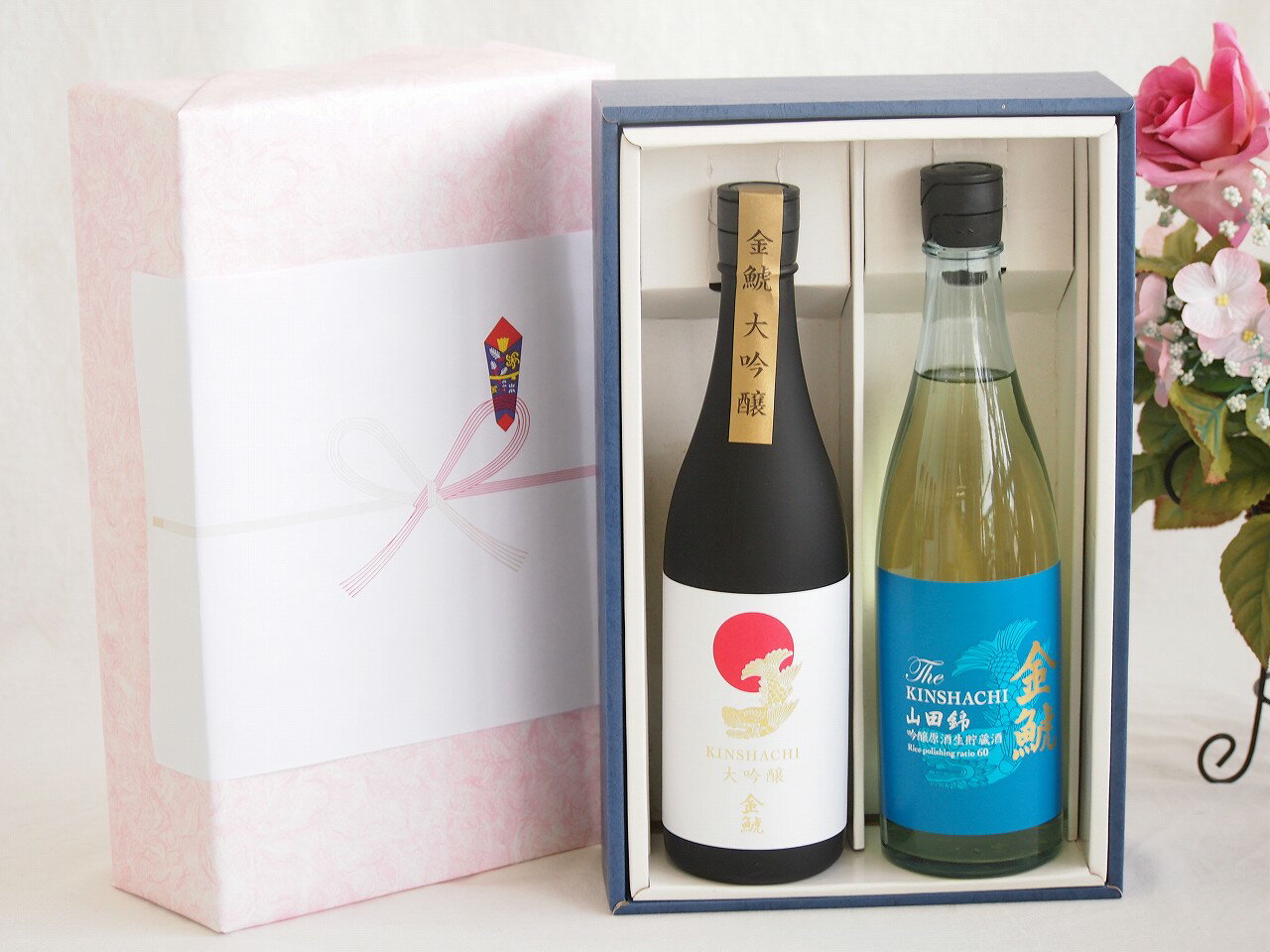 贅沢な日本酒感謝ボックス2本セット(金鯱山田錦吟醸原酒生貯蔵(愛知) 金鯱大吟醸(愛知)) 720ml×2本