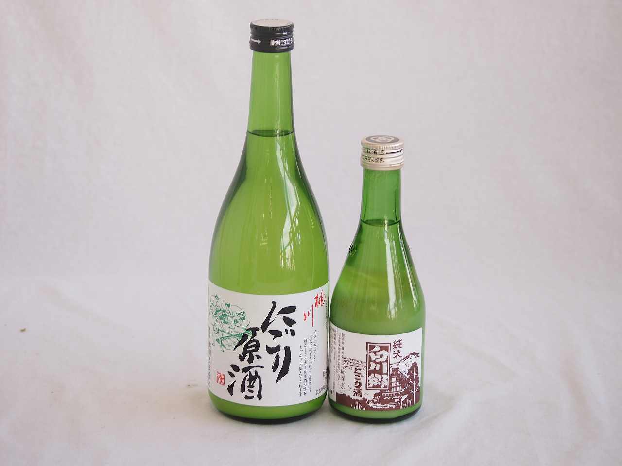 ファミリーにごり酒 2本セット（桃川にごり原酒（青森） 三輪酒造白川郷純米（岐阜）） 720ml×1本 300ml×1本