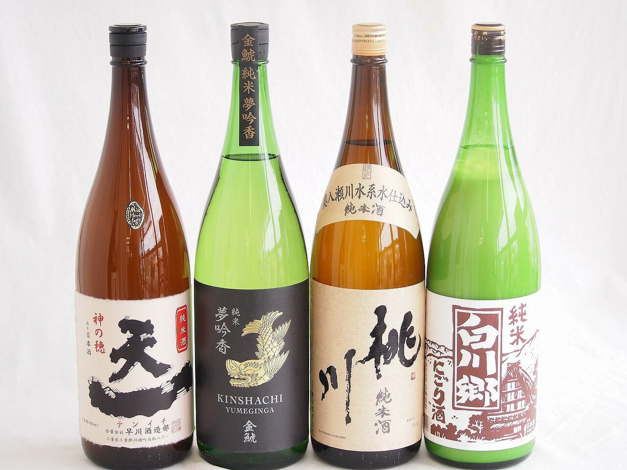 米の旨味よい日本酒4本セット(早川酒造部天一 純米酒 (三重県) 桃川 純米酒 (青森県) 金しゃち酒造金鯱 夢吟香 純米酒 (愛知県) 三輪酒造白川郷 純米にごり酒 純米酒 (岐阜県)) 1800ml×4本