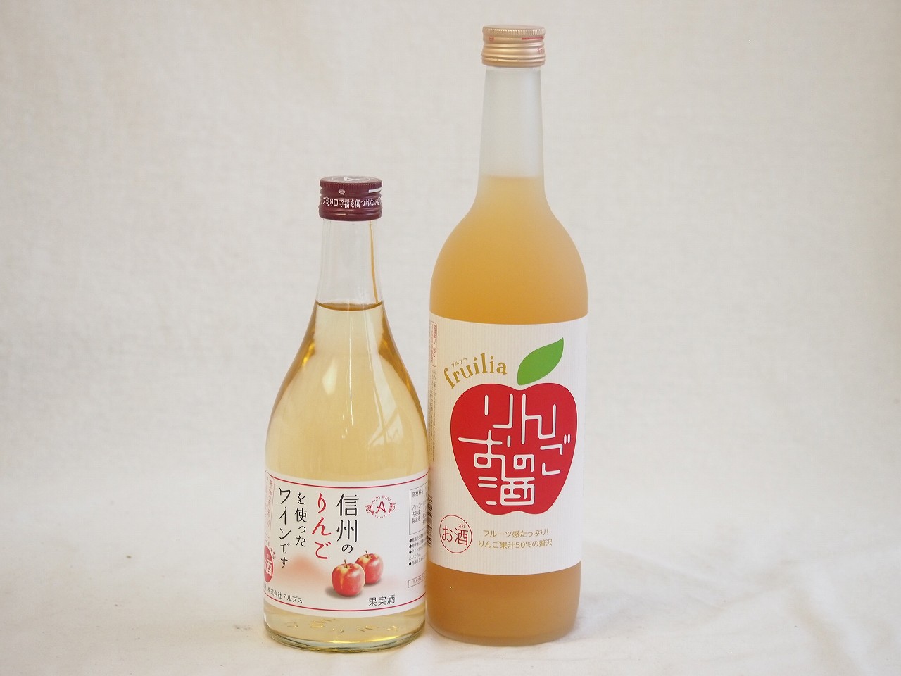 りんごのお酒特集2本セット(信州のりんごを使ったワインですAlc4度(長野県) りんごのお酒Alc7度(愛知県..