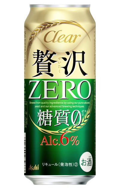 成分（100mlあたり） アルコール分 6％ エネルギー 39kcal たんぱく質 0g 脂質 0g 糖類 0g 食物繊維 1.5〜2.2g 食塩相当量 0〜0.02g &nbsp; &nbsp; 原材料 発泡酒（国内製造）（麦芽、麦芽エキス、ホップ、米、コーン、スターチ、糖類、アルコール、食物繊維、大豆たんぱく）、スピリッツ（大麦）／調味料（アミノ酸）、カラメル色素 ★注意★ 配送時に缶が凹んでしまう場合があります。 ご了承をお願い申し上げます。クリアアサヒ　贅沢ゼロ 500ml 麦の使用量現行品比36倍 国産ゴールデン麦芽一部使用、アロマホップを使用した、贅沢な味わいが楽しめるアルコール6％の糖質ゼロです。 ※商品ラベルは予告なく変更することがございます。ご了承下さい。