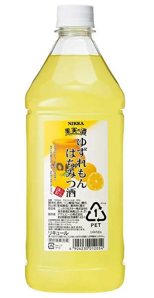 ［リキュール］12本まで同梱可★アサヒ　果実の酒　ゆずれもんはちみつ酒　1．8LPET　1本　（1800ml）（NIKKA）（ニッカ）（カクテルコンク）