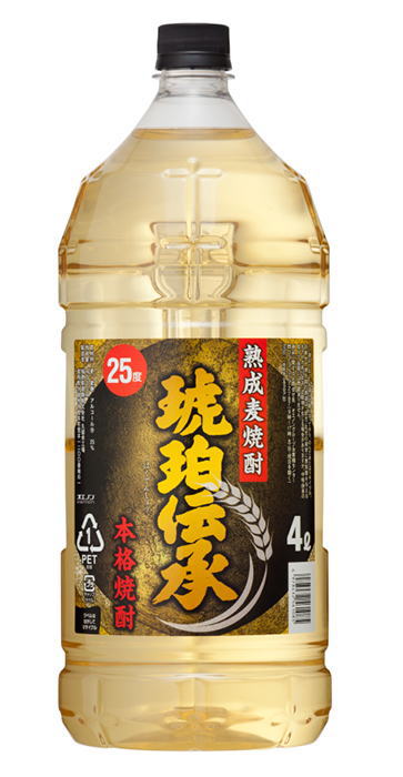［麦焼酎］1ケースで1梱包★25度　琥珀伝承　4LPET　1ケース4本入り　（4本セット）（25％）（4000ml）（熟成麦焼酎）（本格焼酎）（焼酎乙類）（むぎ焼酎）（合同酒精・オエノン）福徳長酒類株式会社(4)