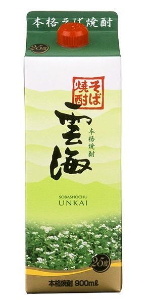 ［そば焼酎］24本まで同梱可★そば焼酎　25度　雲海　900mlパック　1本　（本格焼酎）（蕎麦焼酎）（UNKAI）雲海酒造