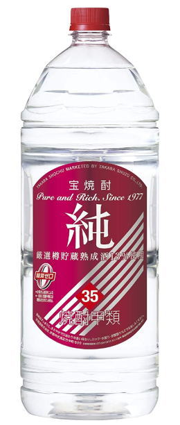 ［焼酎甲類］1ケースで1梱包★宝　35度　純　4LPET　1ケース4本入り　（4000ml・4リットル）（赤ラベル）（タカラ）宝酒造
