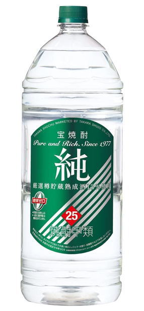 ［焼酎甲類］1ケースで1梱包★宝　25度　純　4LPET　1ケース4本入り　（4000ml・4リットル）（緑ラベル）（タカラ）宝酒造