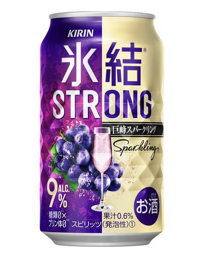 栄養成分等（100mlあたり） &nbsp;エネルギー &nbsp;53kcal &nbsp;炭水化物 &nbsp;0.1〜0.9g &nbsp;たんぱく質 &nbsp;0g &nbsp;食塩相当量 &nbsp;0.03〜0.06g &nbsp;脂質 &nbsp;0g &nbsp; &nbsp;原材料名&nbsp; ぶどう果汁、ウオッカ（国内製造）／炭酸、酸味料、香料、甘味料（アセスルファムK、スクラロース） &nbsp;アルコール分 9％ &nbsp;果汁 0．6％ ★注意★ 配送時に缶が凹んでしまう場合があります。 ご了承をお願い申し上げます。キリン 氷結ストロング　巨峰スパークリング 350ml 信州産巨峰の氷結ストレート果汁を主に使用した、上品な香りとフルーティな果汁感、しっかりした飲みごたえ。 商品ラベルは予告なく変更することがございます。ご了承下さい。