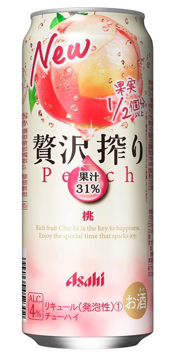 　アルコール度数 &nbsp; 4％ 　果汁 　31％ 　原材料 ウオッカ、もも果汁、糖類／炭酸、香料、酸味料 　成分 （100ml当たり） エネルギー　62kcal たんぱく質　0g 脂質　0g 炭水化物　9.7g 　糖質　9.2g 　食...