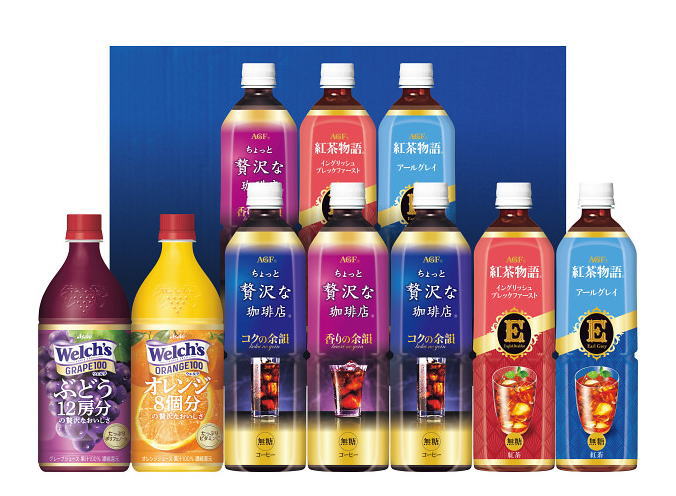 ［ギフト］2セットまで同梱可★AGF　ファミリー飲料ギフト　◆LR-40◆　（ギフトセット）（アソート）（紅茶・オレンジ・グレープ）（900ml×10本）（紅茶物語）（Welch’s）（ウェルチ・ウエルチ）味の素AGF株式会社　※訳あり※のサムネイル