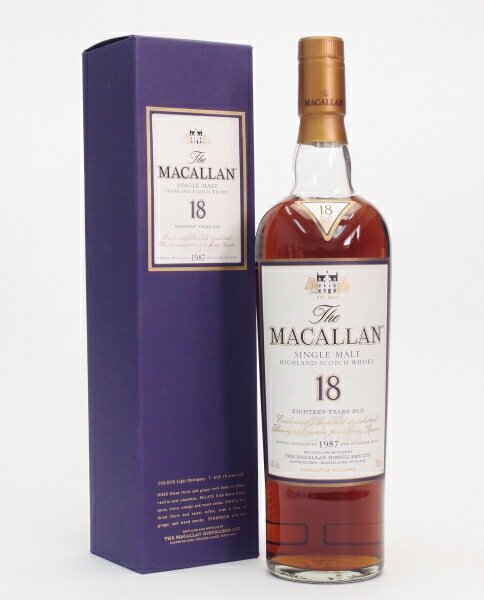 ザ・マッカラン ウイスキー ザ・マッカラン 18年43度700ml【1987リリース】【並行品】The MACALLAN 18Years【銀行振り込み決済・クレジット決済に対応】【代引き決済不可】