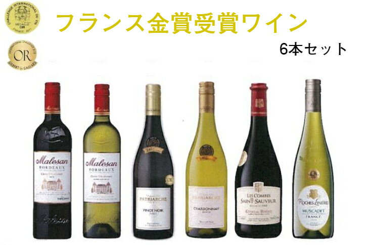 フランス 金賞受賞 ワイン 6本セット ワインセット 飲み比べ ワイン 赤ワイン 白ワイン 送料無料