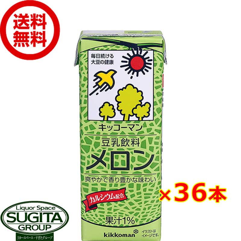キッコーマン 豆乳飲料 メロン 【200ml×36本(2ケース)】 小型パック 健康 大豆 ソイミルク 送料無料 倉庫出荷