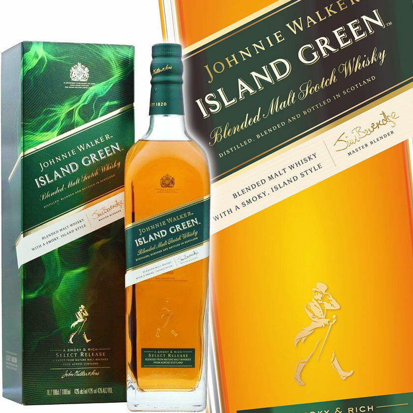 【アウトレット・箱不良】 ジョニーウォーカー アイランド グリーン 43度 1000ml (1L) 並行 Johnnie Walker Island Green ブレンデッド スコッチ ウイスキー 原酒（カリラ クライヌリッシュ グレンキンチー カーデュ） 洋酒