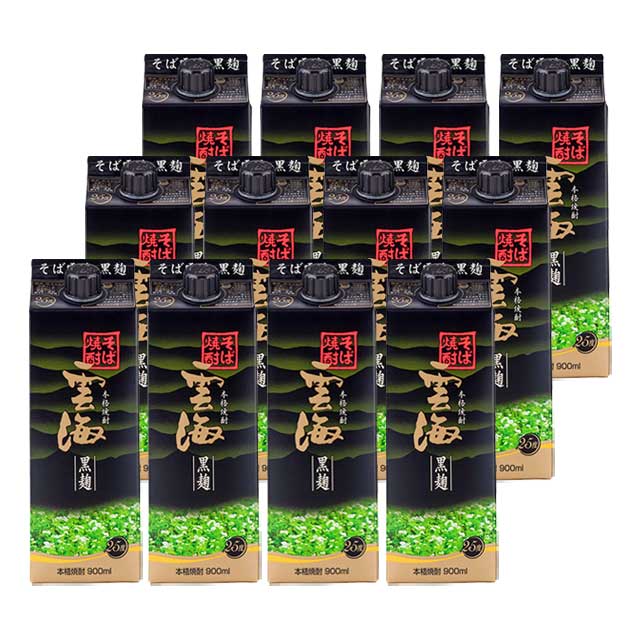 雲海そば 黒麹 25度 パック 900ml×12本 そば焼酎 雲海酒造※北海道・東北エリアは別途運賃が1000円発生します。