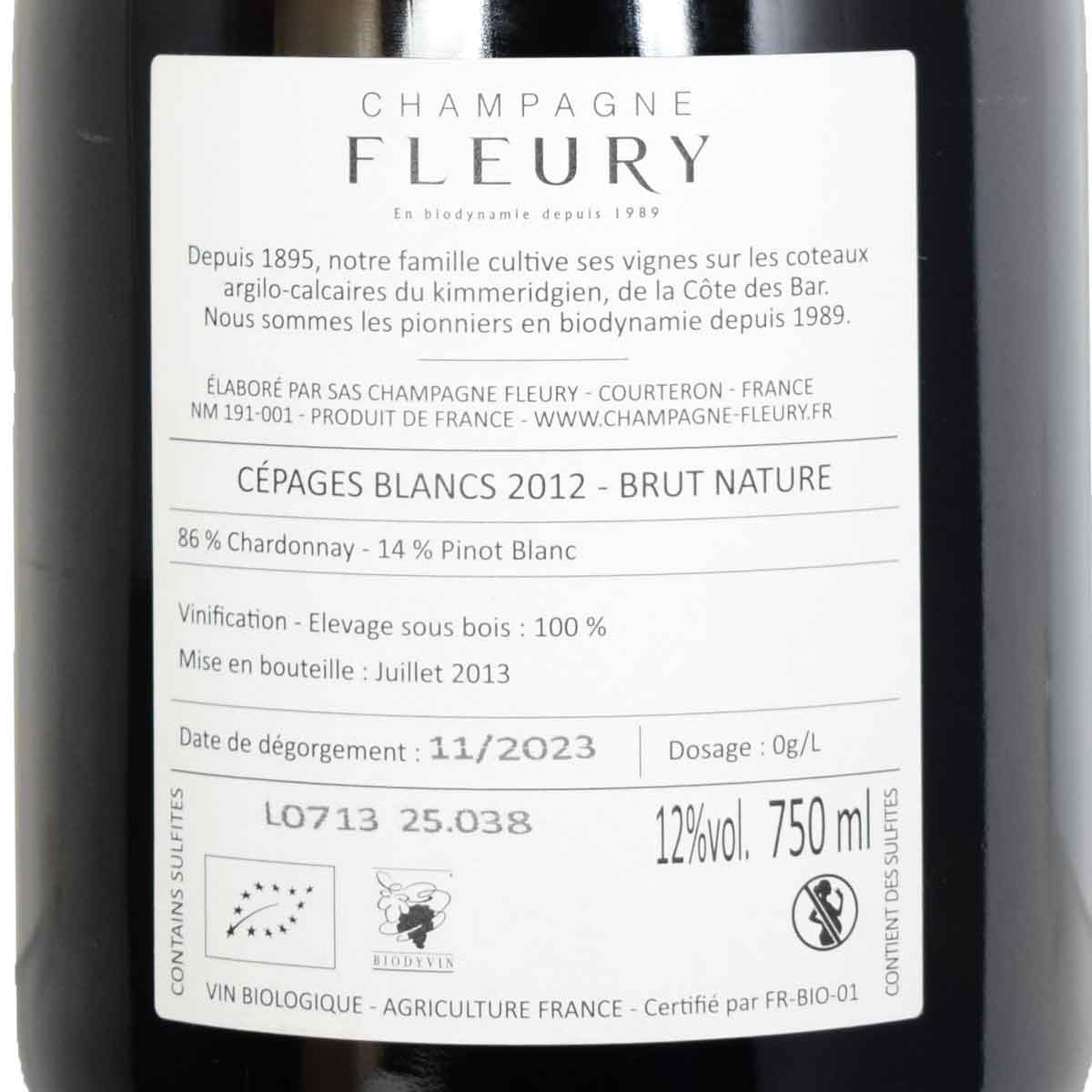 ［2012］セパージュ・ブラン 750ml白 シャンパーニュ・フルーリーCEPAGES BLANCS FLEURY sakedondon-10019615 酒どんどん 楽天市場店 サンプル画像3