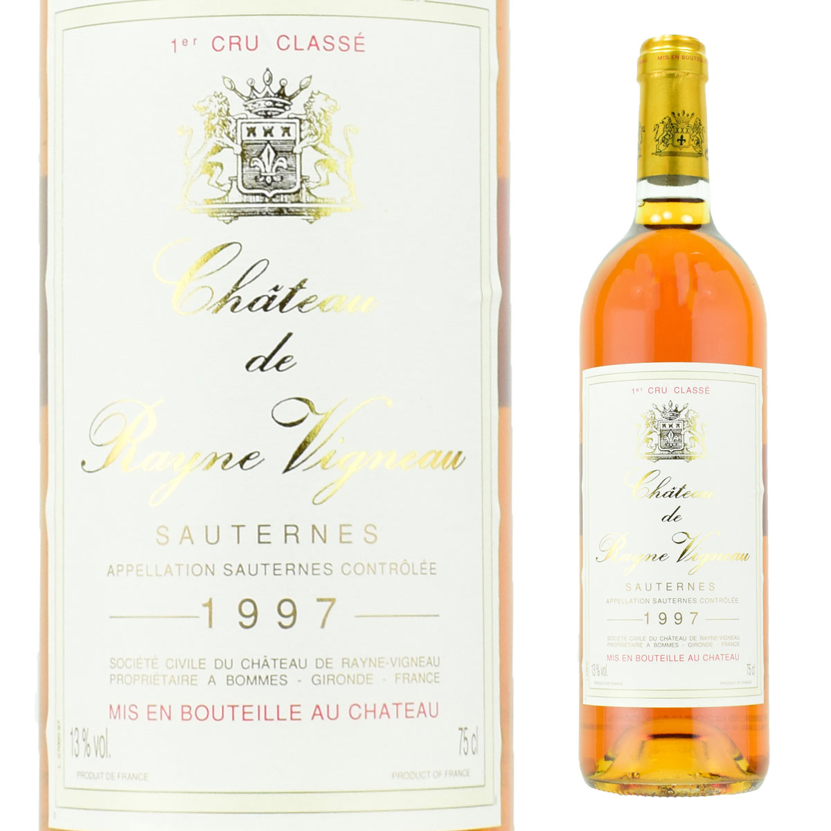 シャトー・ド・レイヌ・ヴィニョー　1997　750ml　貴腐ワイン　ソーテルヌ　格付1級　Chateau de Rayne Vigneau Sauternes　デザートワイン