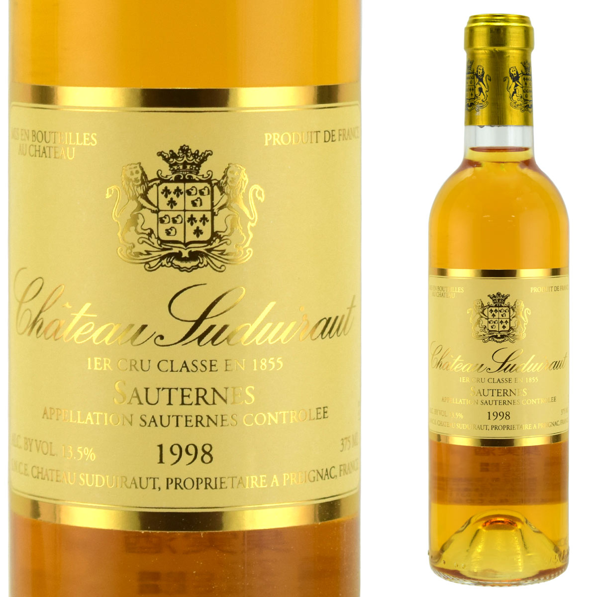 シャトー・スデュイロー 1998 375mlハーフボトル 貴腐ワイン ソーテルヌ　Chateau Suduiraut Sauternes Premiers Crus デザートワイン　Chateau Suduiraut Sauternes Premiers Crus デザートワイン