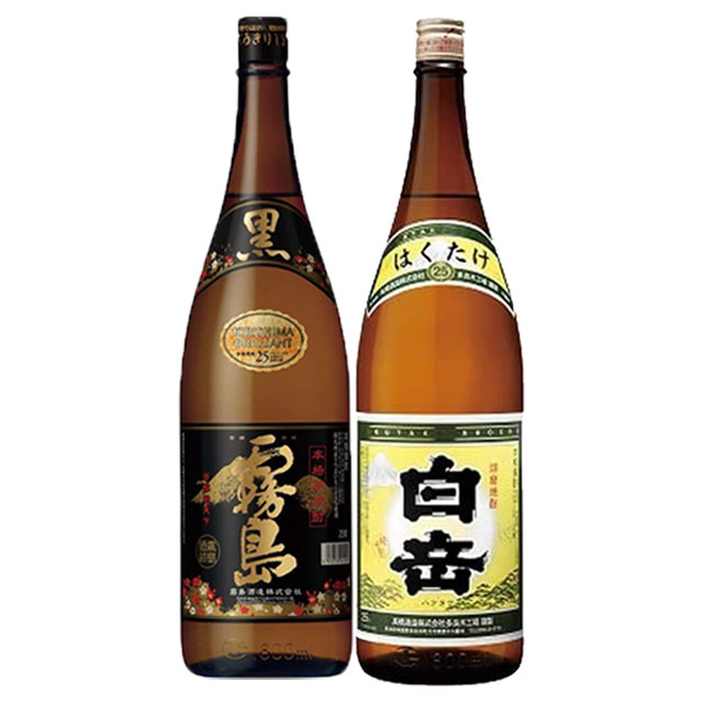 人気焼酎銘柄 飲み比べ 黒霧島(芋焼酎) 25度・白岳(米焼酎) 25度 1800ml×各1本 計2本※北海道・東北地区は、別途送料1000円が発生します。