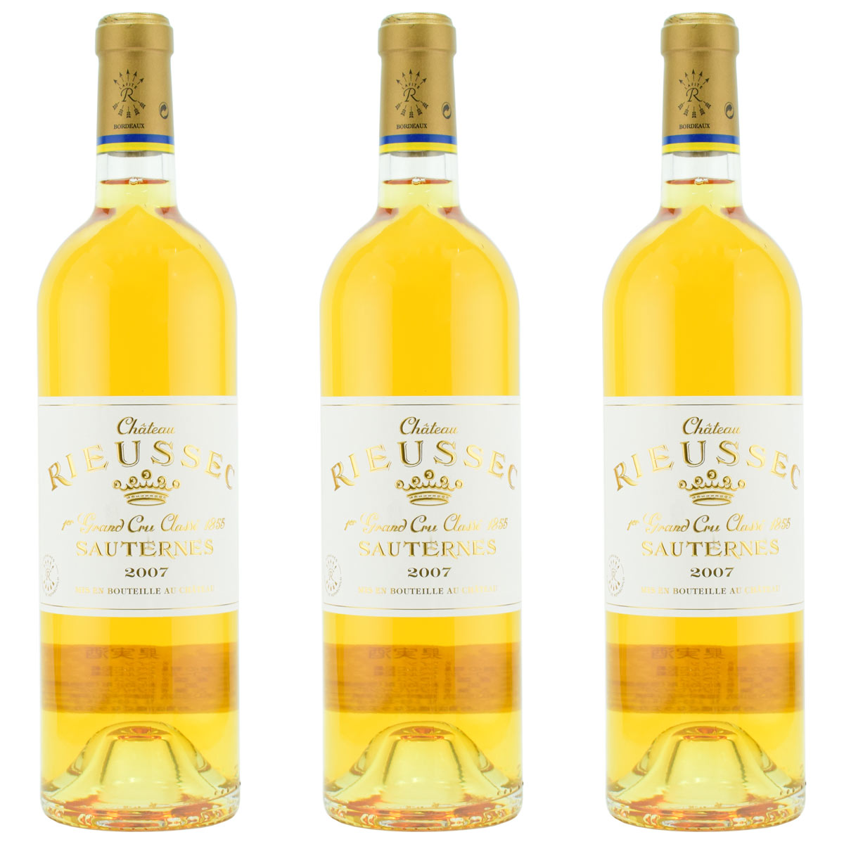 シャトー・リューセック　2007　750ml×3本セット　貴腐ワイン　ソーテルヌ　格付1級　Chateau Rieussec Sauternes　送料は無料（送料欄にクール便代金が加算されます）