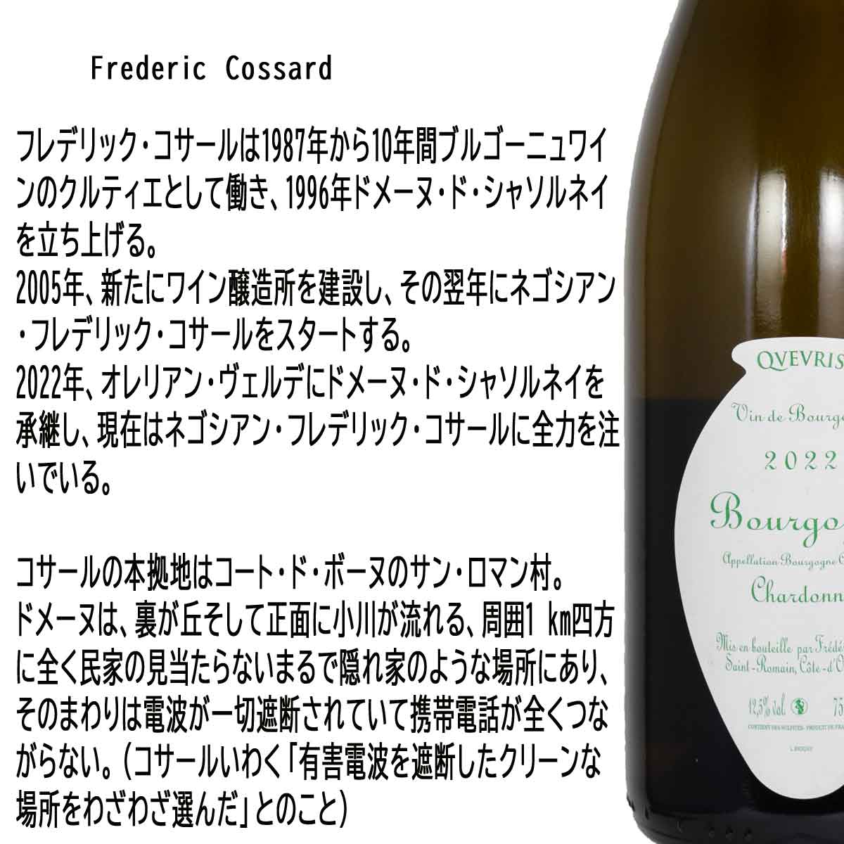 フレデリック・コサール ブルゴーニュ・ブラン ビゴット クヴェヴリ（白）2022 750mlAC Bourgogne Blanc Bigotes　Qvevris Frederic Cossard　送料無料ですが北海道・東北は別途送料必要（1000円） sakedondon-10016741 酒どんどん 楽天市場店 サンプル画像2