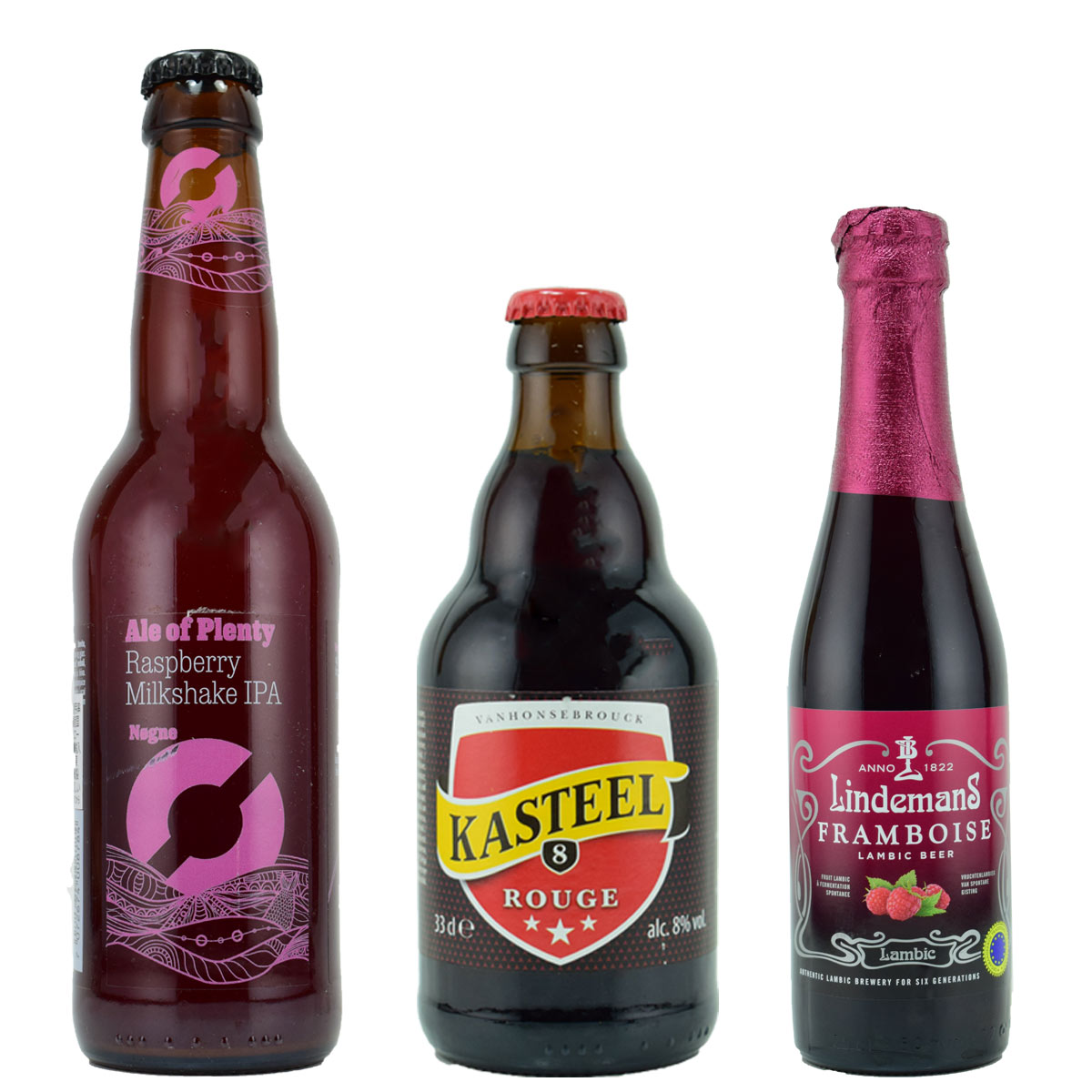 ラズベリービール 3種セット リンデマンス ヌグネ キャスティール・ルージュLindemans Framboise Kasteel Rouge MilkShake IPA