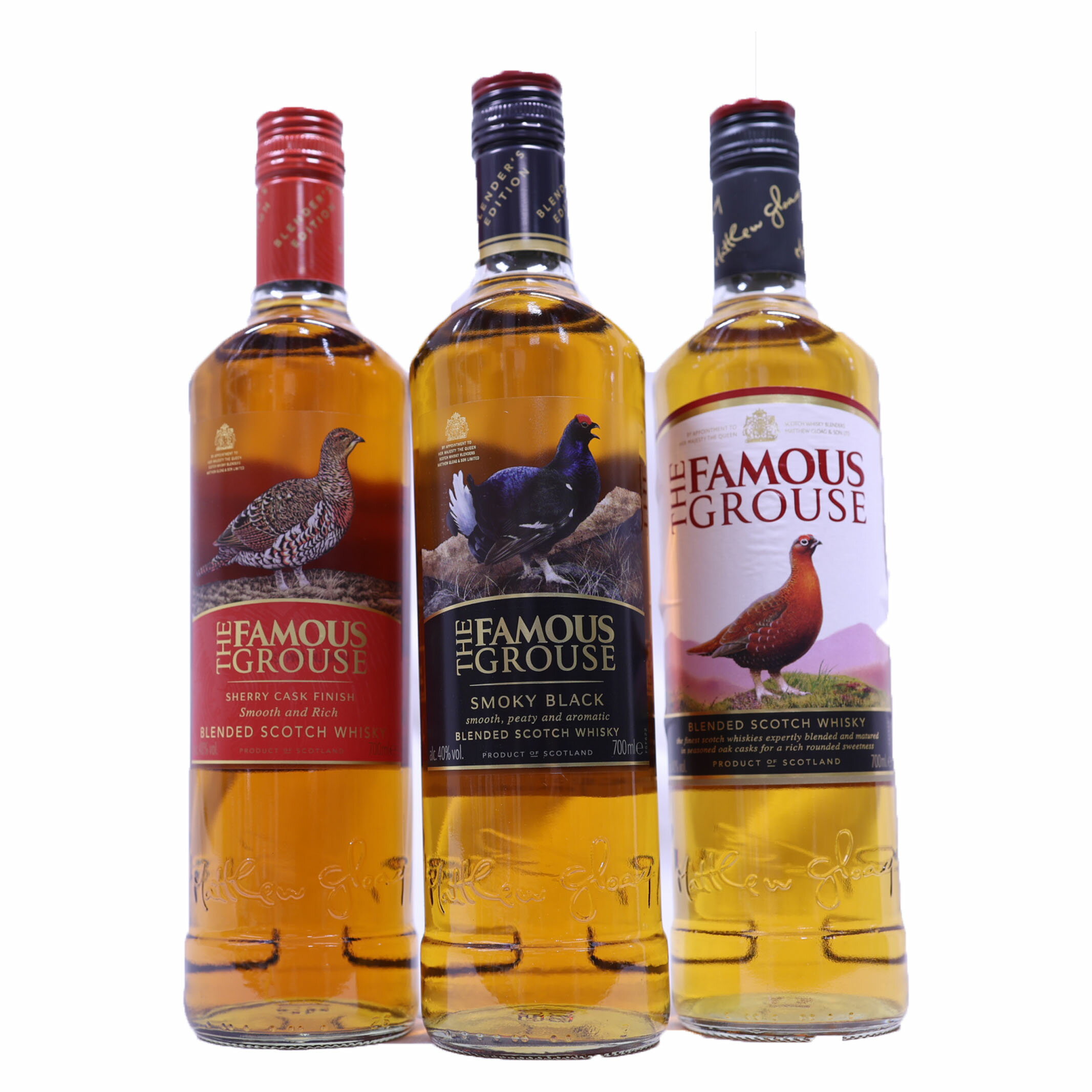 フェイマスグラウス飲み比べ3本　フェイマスグラウス40度、スモーキーブラック40度、シェリーカスク40度700ml