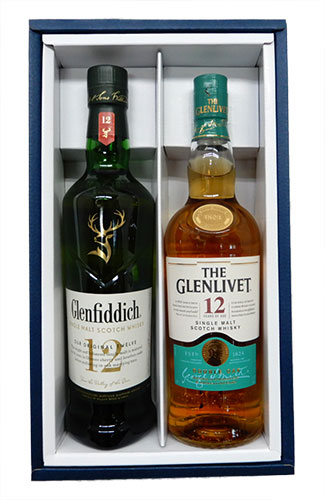 GLENLIVET 飲み比べモルトウイスキー　グレンフィディック12年 700ml　＆　グレンリベット12年 700ml　[箱入り]　※【送料無料(北海道・東北