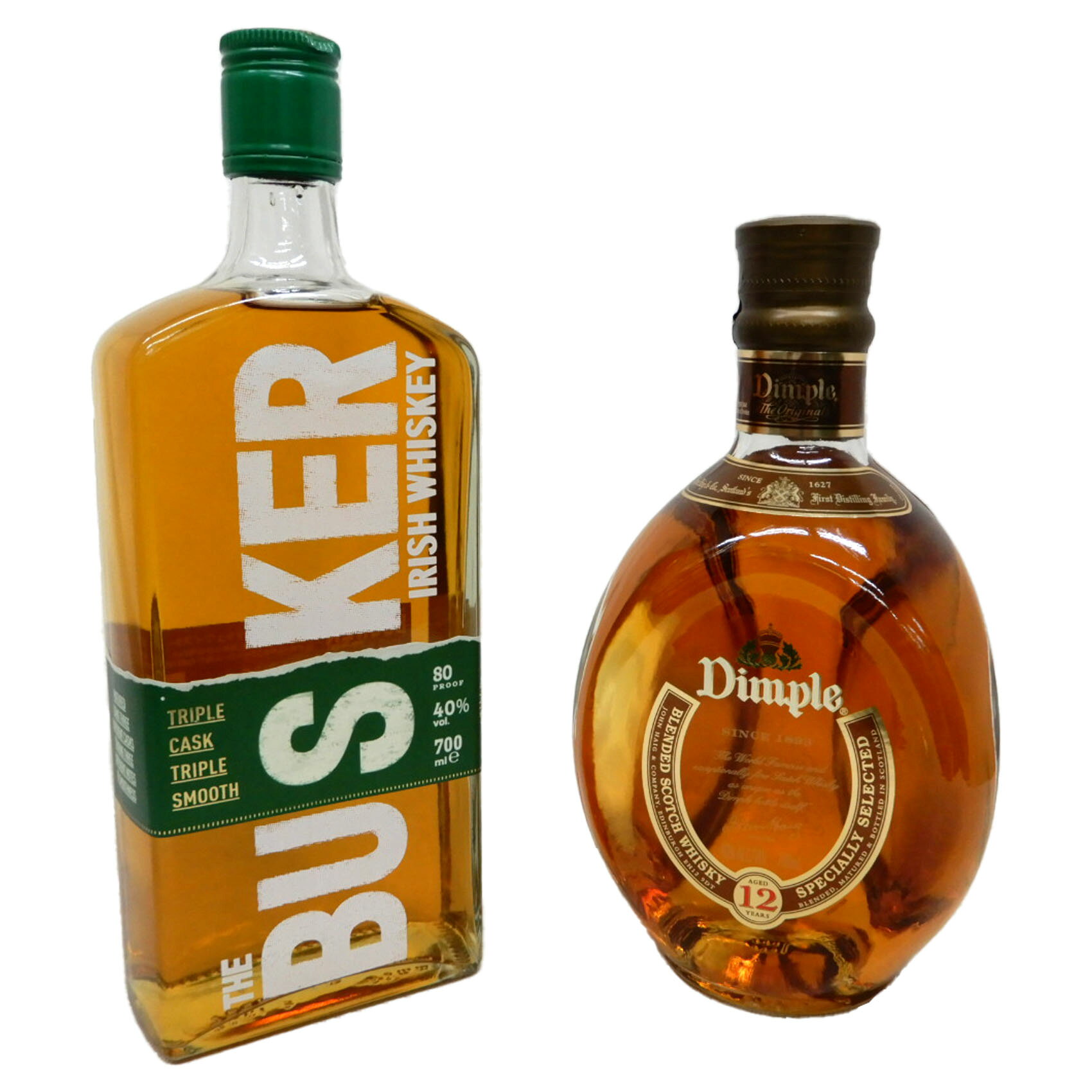 ウイスキー 2本セット ディンプル 12年 700ml ＆ バスカー アイリッシュウイスキー 700ml 40度 各1本 箱なし 【正規品】 飲み比べ セット ブレンデッド