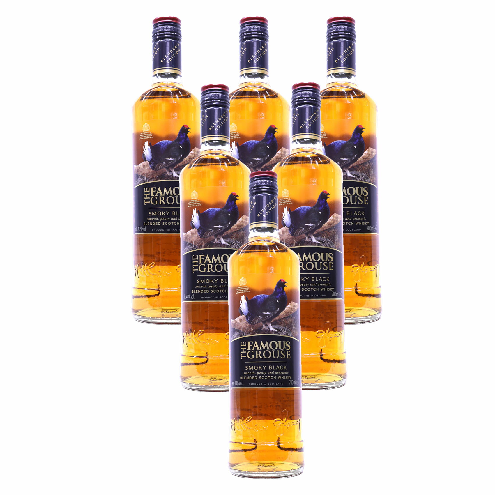 【6本】リッチでスモーキーな味わいのブレンデッドウイスキーです　フェイマスグラウス　スモーキーブラック40度700ml