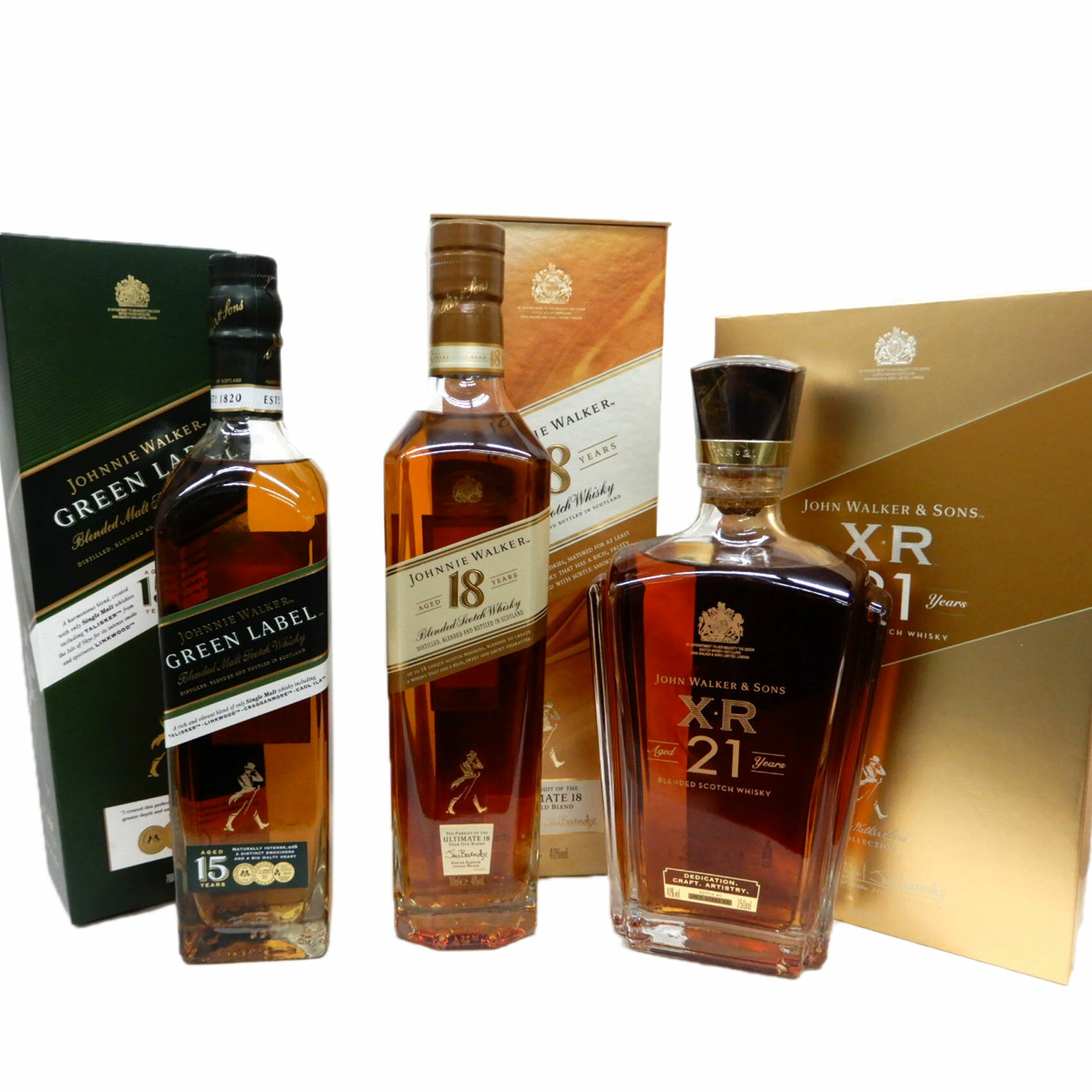 格調高いウイスキー ジョニーウォーカー3種 ジョニーウォーカー15年43度700ml、18年40度700ml、21年40度750ml