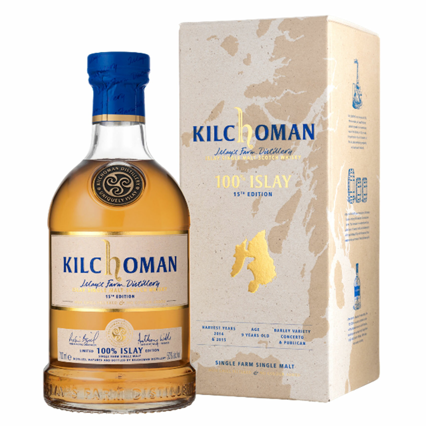 キルホーマン 年に一度の限定商品！自社栽培アイラ産ローカルバーレイ　キルホーマン100％アイラ 15thリリース　50％　700ml