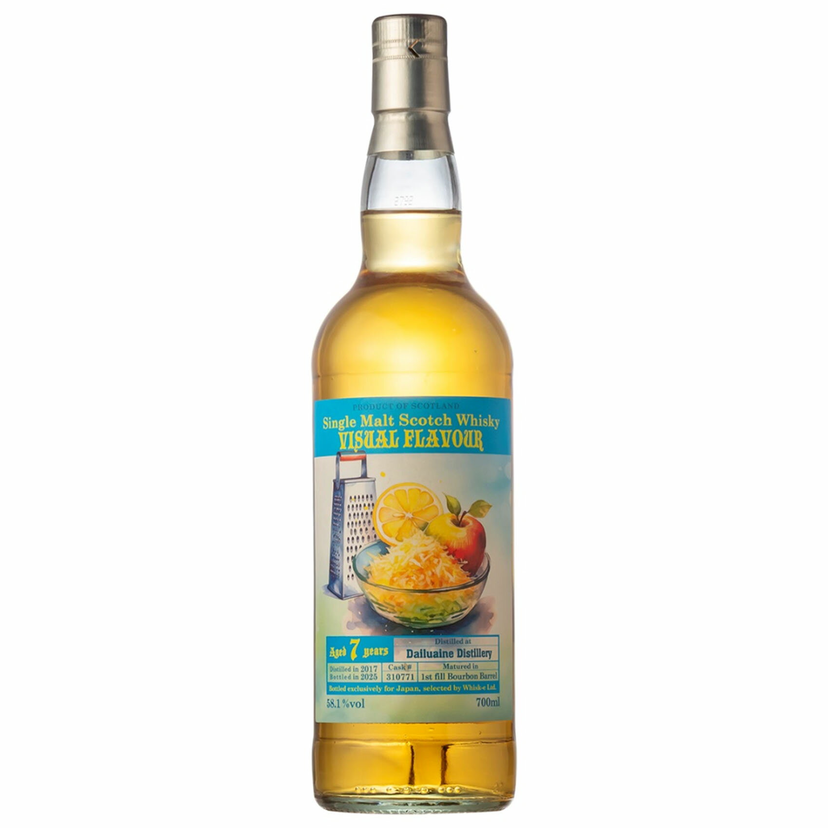 すりおろしリンゴとレモンが際立つフレッシュなシングルカスク！　ダルユーイン2017　バーボンバレル　58.1％　700ml　「ヴィジュアルフレーバー」