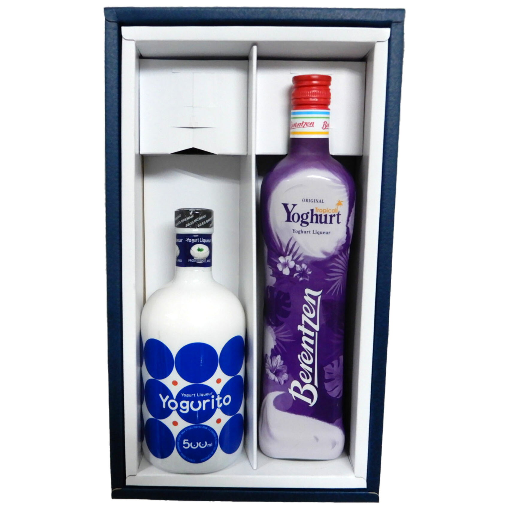 人気のヨーグルトリキュール2種を贅沢に飲み比べできるスペシャルセット！ 【セット内容】 1.ヨーグリート（オランダ産／16度／500ml） 世界中で愛されるプレミアムヨーグルトリキュール。ヨーグルト本来の爽やかな甘酸っぱさと、コク深い味わいが特徴です。 定番のカシスヨーグルトやソーダ割り、パイン割りなどに最適。 2.ベレンツェン トロピカル ヨーグルト（ドイツ産／15度／700ml） 老舗名門ベレンツェン社が贈る、まろやかなヨーグルトにパッションフルーツなどのトロピカルな風味をブレンドしたフュージョンリキュール。 フルーティーな甘みと優しい口当たりが魅力です。 ロックはもちろん、ジュース割りやソーダ割り、ミルク割り、さらにはアイスクリームへのトッピングなど、デザート感覚で多様なアレンジをお楽しみいただけます。 アルコール度数も控えめで飲みやすく、女子会やホームパーティー、プレゼントやギフトにも大変喜ばれる組み合わせです。人気のヨーグルトリキュール2種を贅沢に飲み比べできるスペシャルセット！ 【セット内容】 1.ヨーグリート（オランダ産／16度／500ml） 世界中で愛されるプレミアムヨーグルトリキュール。ヨーグルト本来の爽やかな甘酸っぱさと、コク深い味わいが特徴です。 定番のカシスヨーグルトやソーダ割り、パイン割りなどに最適。 2.ベレンツェン トロピカル ヨーグルト（ドイツ産／15度／700ml） 老舗名門ベレンツェン社が贈る、まろやかなヨーグルトにパッションフルーツなどのトロピカルな風味をブレンドしたフュージョンリキュール。 フルーティーな甘みと優しい口当たりが魅力です。 ロックはもちろん、ジュース割りやソーダ割り、ミルク割り、さらにはアイスクリームへのトッピングなど、デザート感覚で多様なアレンジをお楽しみいただけます。 アルコール度数も控えめで飲みやすく、女子会やホームパーティー、プレゼントやギフトにも大変喜ばれる組み合わせです。 ※この商品は無料でのしの記名やギフト包装、ギフトメッセージができます。 ご要望の方はご注文ページにてその旨をご入力ください。