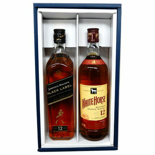ウイスキー12年飲み比べギフト ジョニーウォーカー黒12年、ホワイトホース12年 700ml