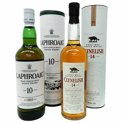 LAPHROAIG 優良蒸留所2本セット　ラフロイグ10年43度750ml正規、クライヌリッシュ46度700ml　シングルモルトウイスキー　[縦詰め箱入り]