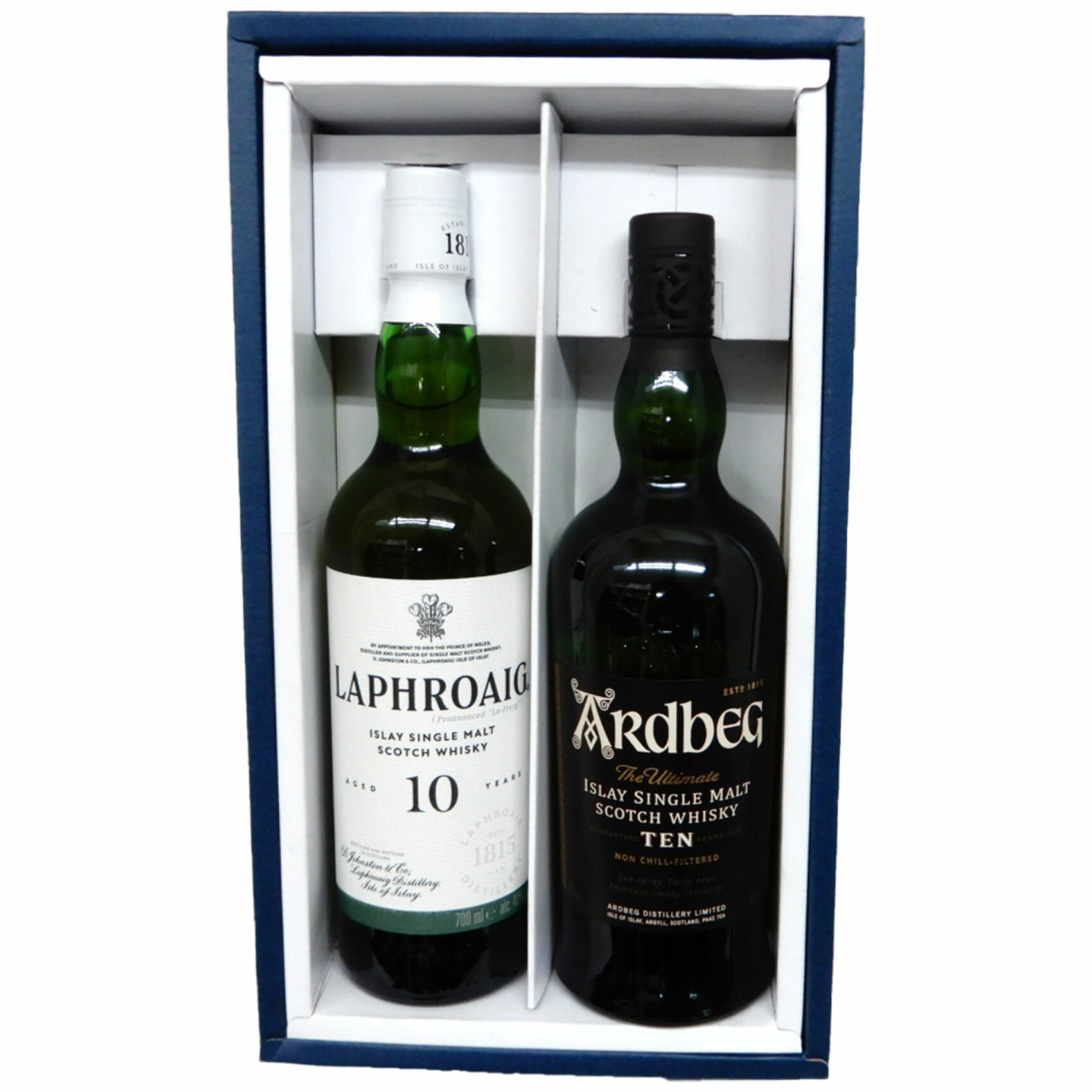 スモーキー系10年 飲み比べ アイラモルト2本　ラフロイグ10年700ml、アードベッグ10年700ml [ギフトボックス入り]