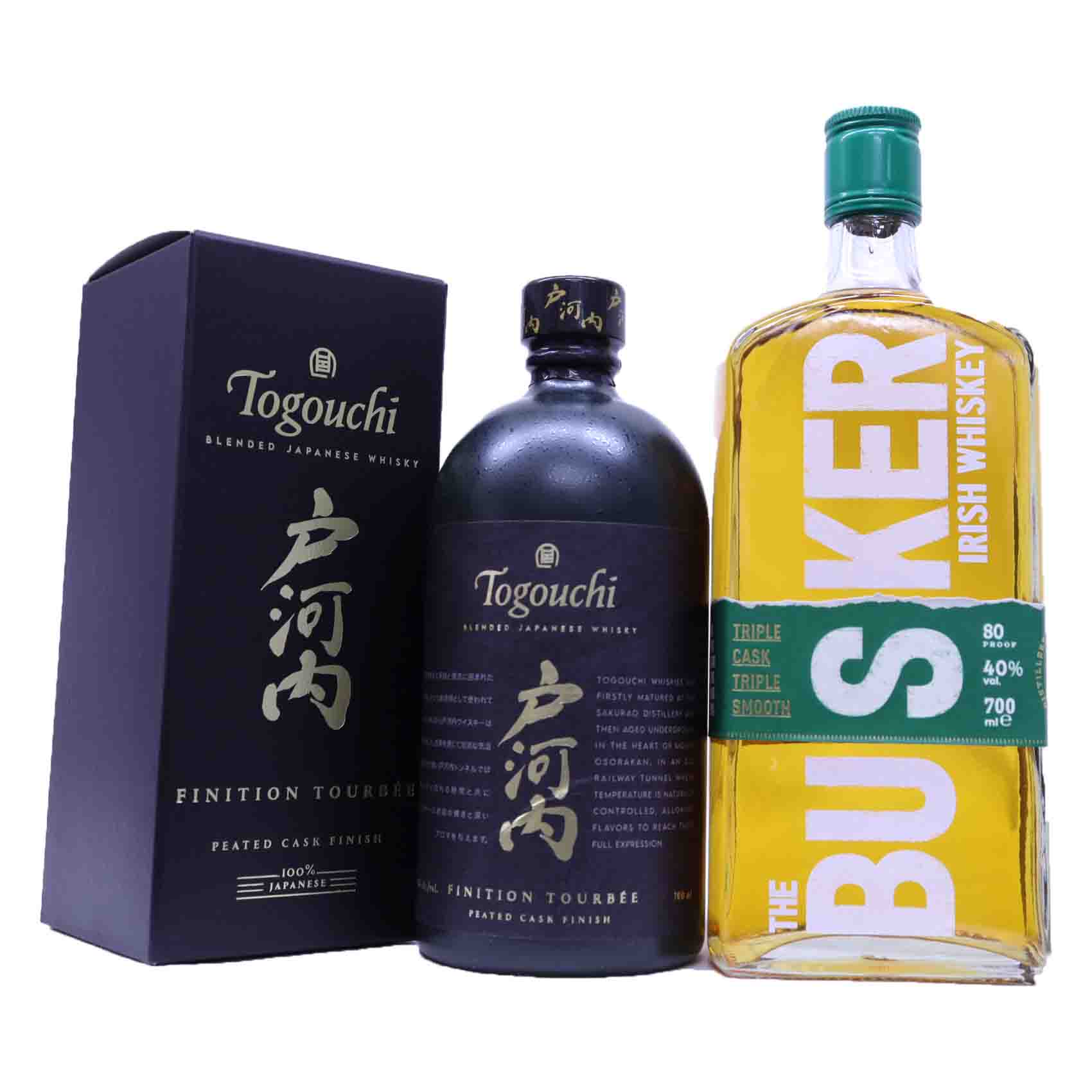 秋に飲んでほしいウイスキー2本 戸河内ピーティッドカスク40度700ml、バスカーアイリッシュウイスキー40度700ml