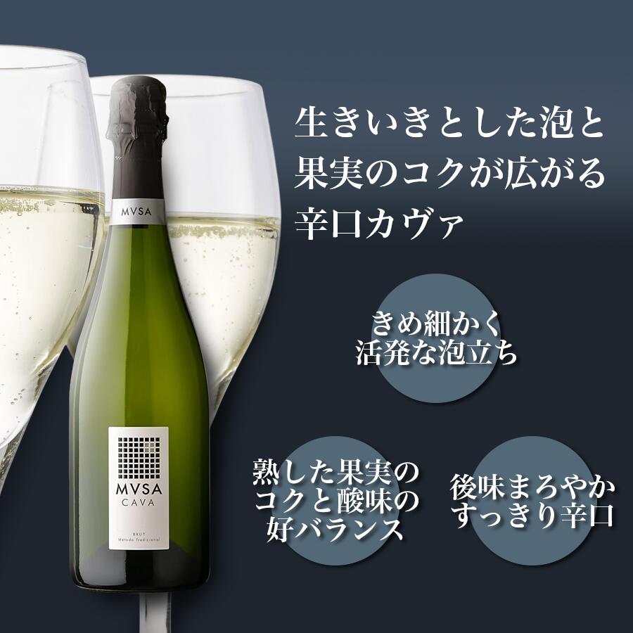 【一部地域送料無料】カヴァ ムッサ ブリュット 750ml 4本セット 辛口 スパークリングワイン シャンパン製法 泡 スペイン 洋酒 宅飲み 女子会 バーベキュー BBQ パーティー 夏ギフト 暑中見舞い 残暑見舞い お盆 帰省土産 まとめ買い 自宅用 御祝 御礼 sakeishikawa-10015242 ワイン&ビール通販 酒のいしかわ サンプル画像2