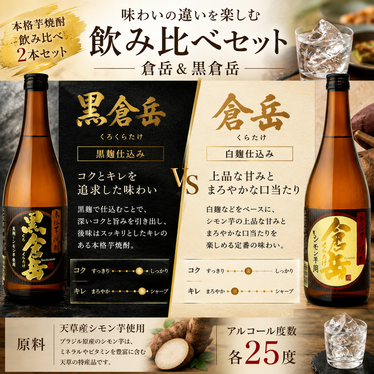 【一部地域送料無料】 芋焼酎 2種 飲み比べセット 倉岳 720ml ＆ 黒倉岳 720ml 熊本県 房の露 ギフトボックス付き 皇室御愛飲 贈答用 プレゼント ギフト お中元 誕生日 御祝 内祝 晩酌セット sku sakeishikawa-10000589 ワイン&ビール通販 酒のいしかわ サンプル画像2