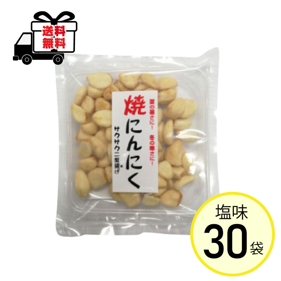 30袋セット 焼きにんにく プレーン味 75g 塩 中部 長野県 送料無料 焼にんにく おやつ お菓子 おつまみ 健康食品