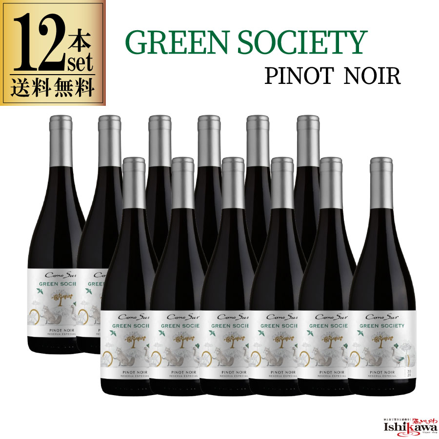 楽天ワイン＆ビール通販　酒のいしかわコノスル グリーンソサエティ ピノ・ノワール 12本セット 750ml 赤ワイン チリ 赤ワインセット レゼルバ エスペシャル 後継 一部地域送料無料