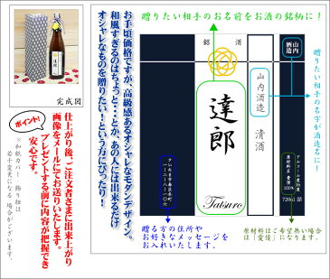 【選べる書体にお洒落ラベル】名前入れの清酒【日本酒】720ml モダンラベルにお名前をお入れ致します。【誕生日祝い】【成人祝い】【名入り】【父の日】【プレゼント】【バレンタインデー】【名入れ】【お返し】【男性】