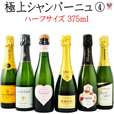 極上シャンパーニュ　ハーフサイズ　375ml　飲みくらべ6本セット Part4【送料無料】【D6-011】