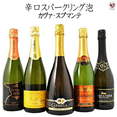 辛口スパークリング泡　カヴァスプマンテ　飲み比べ5本セット【送料無料】【D5-006】