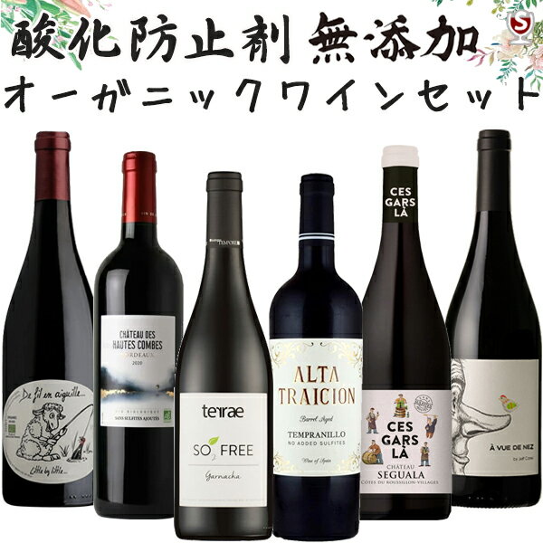 酸化防止剤無添加 サン・スフル オーガニックワイン飲み比べ 赤6本セット【通常便 送料無料】【A6-026】